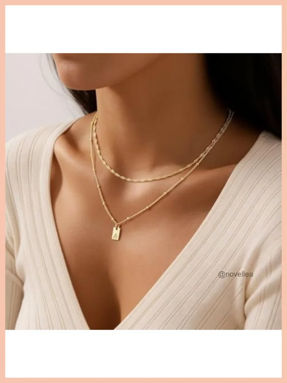 14K Gold Plated Layered Initial Necklace A-Z Letter Pendant Women Gift